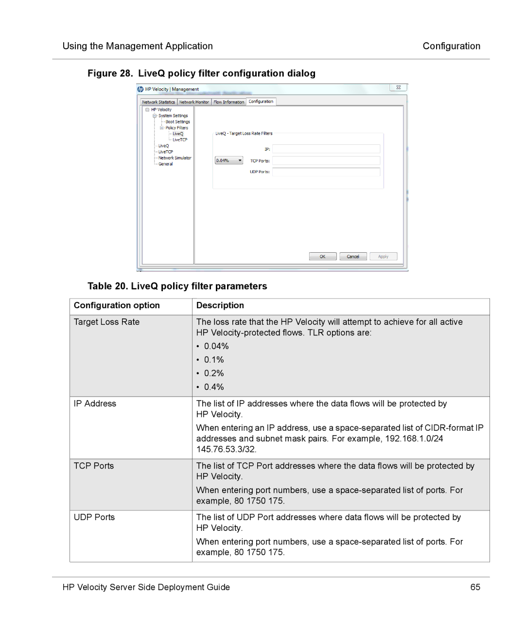 HP mt40 Mobile manual Configuration option Description 