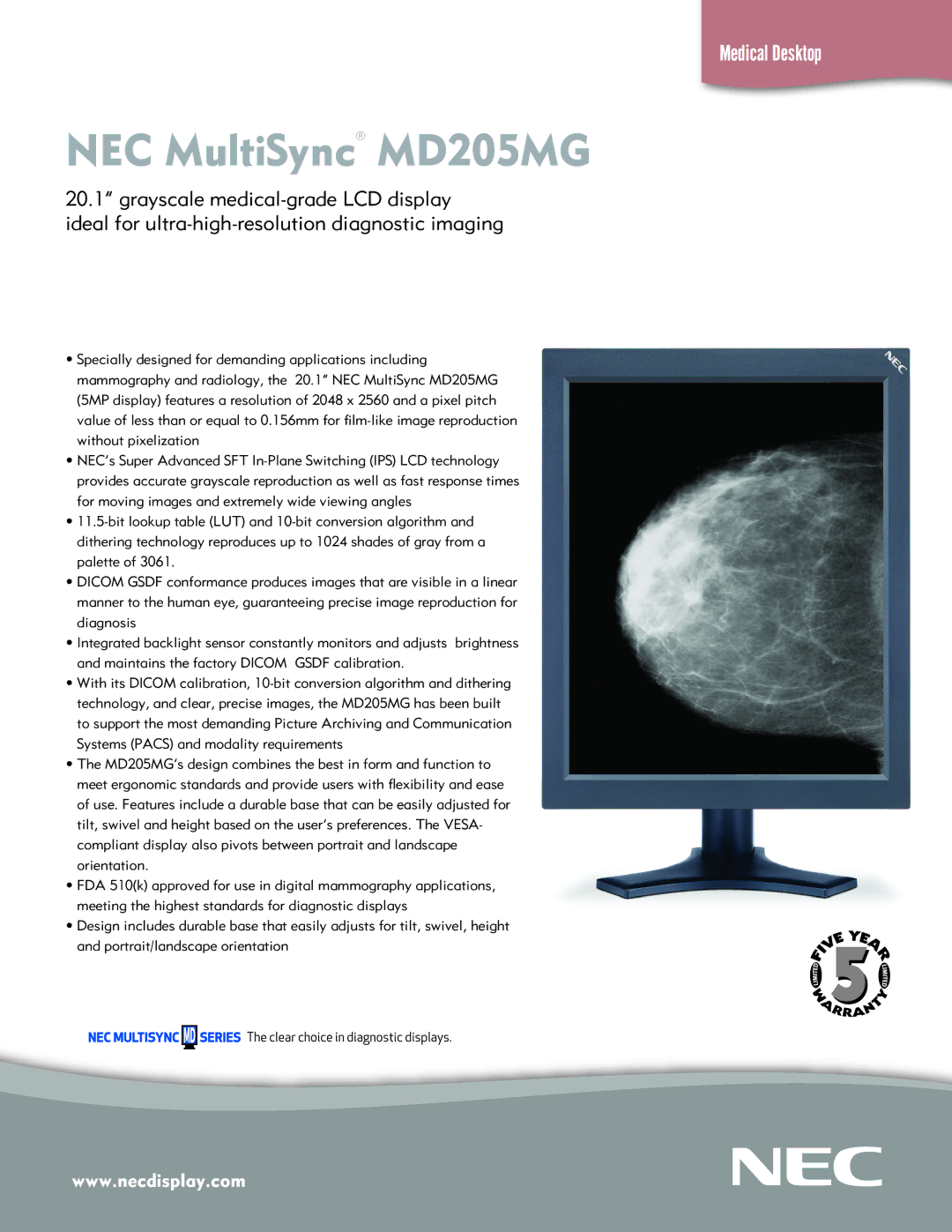 HP manual NEC MultiSync MD205MG 