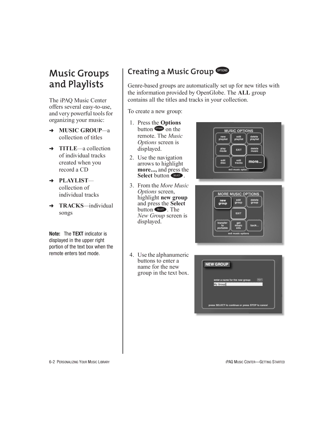 HP Music MC-1 manual Music Groups and Playlists, Creating a Music Group K 