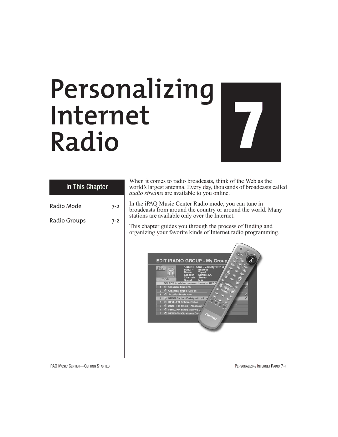 HP Music MC-1 manual Personalizing Internet Radio 