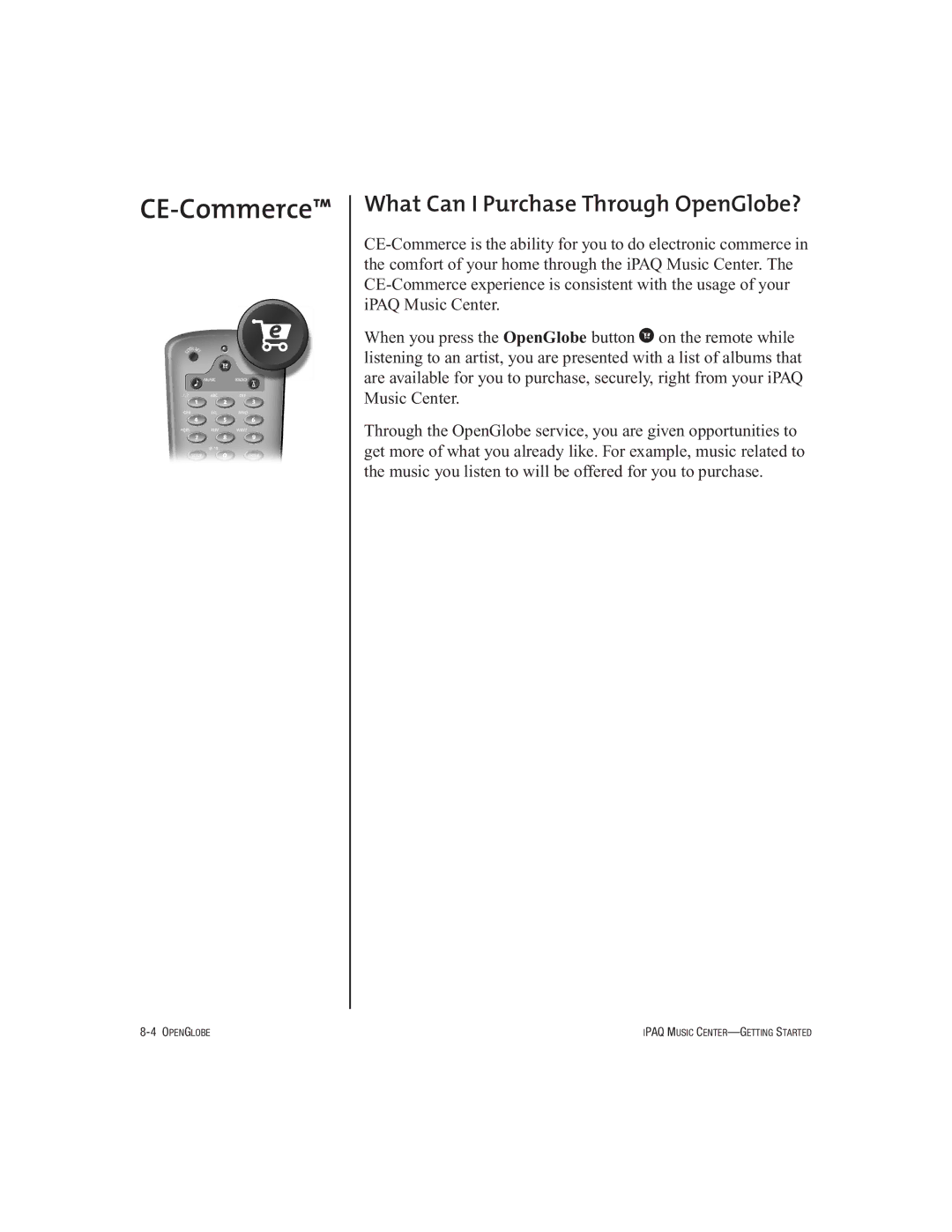 HP Music MC-1 manual CE-Commerce, What Can I Purchase Through OpenGlobe? 