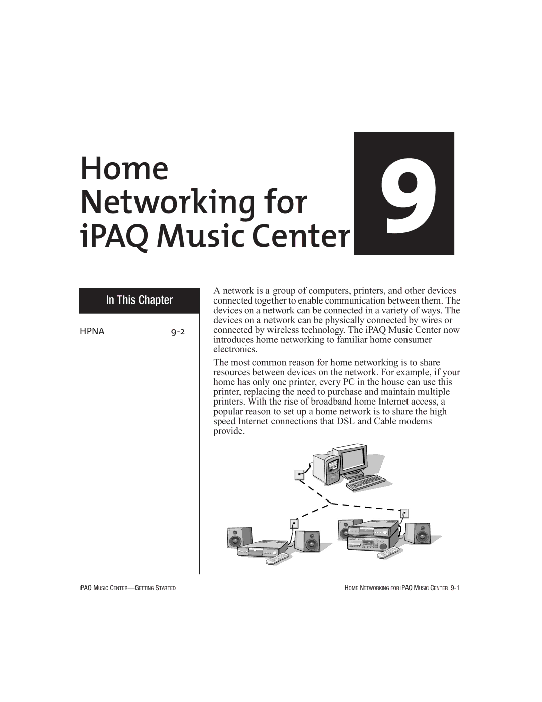 HP Music MC-1 manual Home9 Networking for IPAQ Music Center 