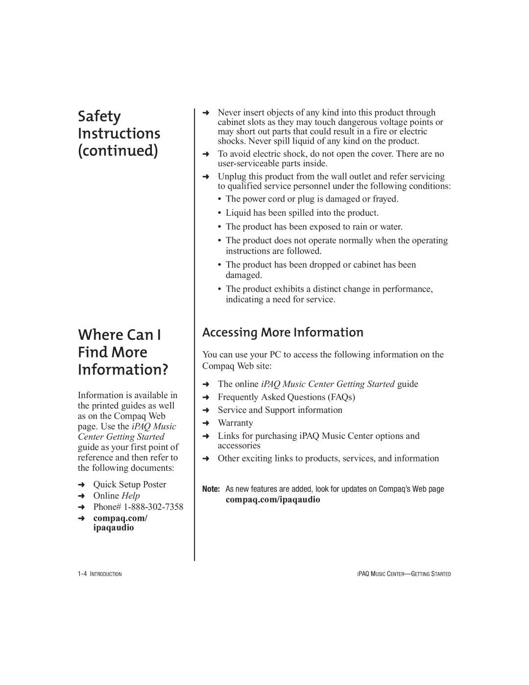 HP Music MC-1 manual Safety Instructions Where Can Find More Information?, Accessing More Information 