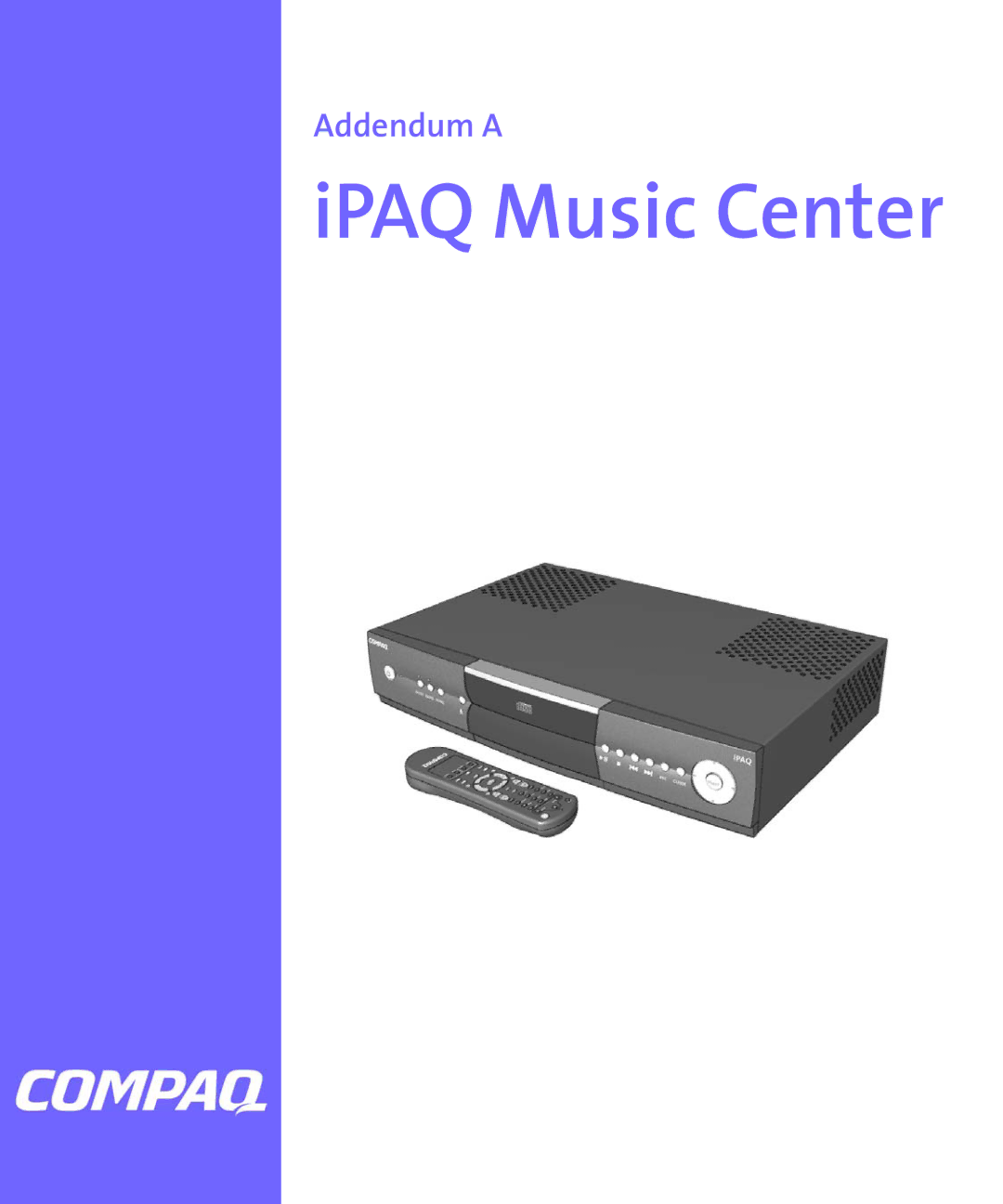 HP Music MC-1 manual IPAQ Music Center, Addendum a 