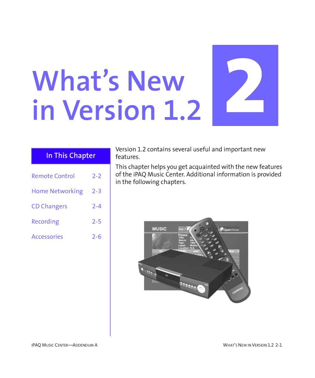 HP Music MC-1 manual What’s New in Version 