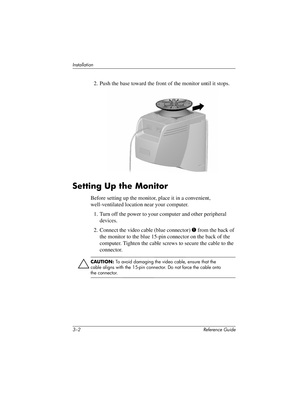 HP mx704 17 inch CRT manual Setting Up the Monitor 