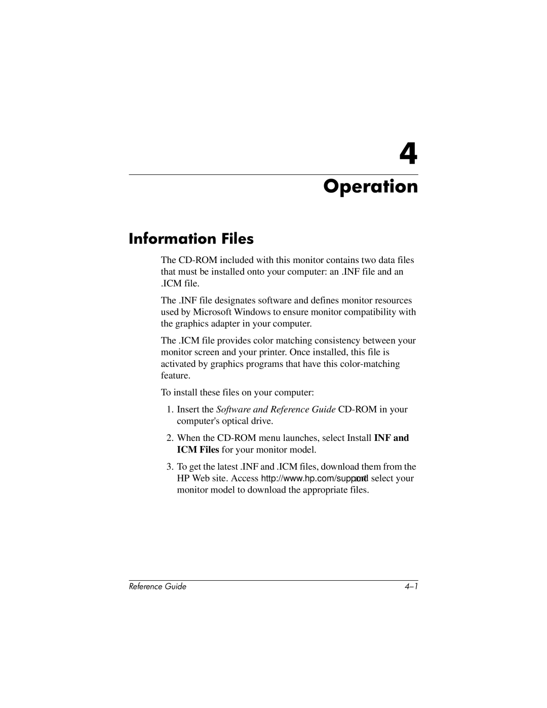 HP mx704 17 inch CRT manual Operation, Information Files 