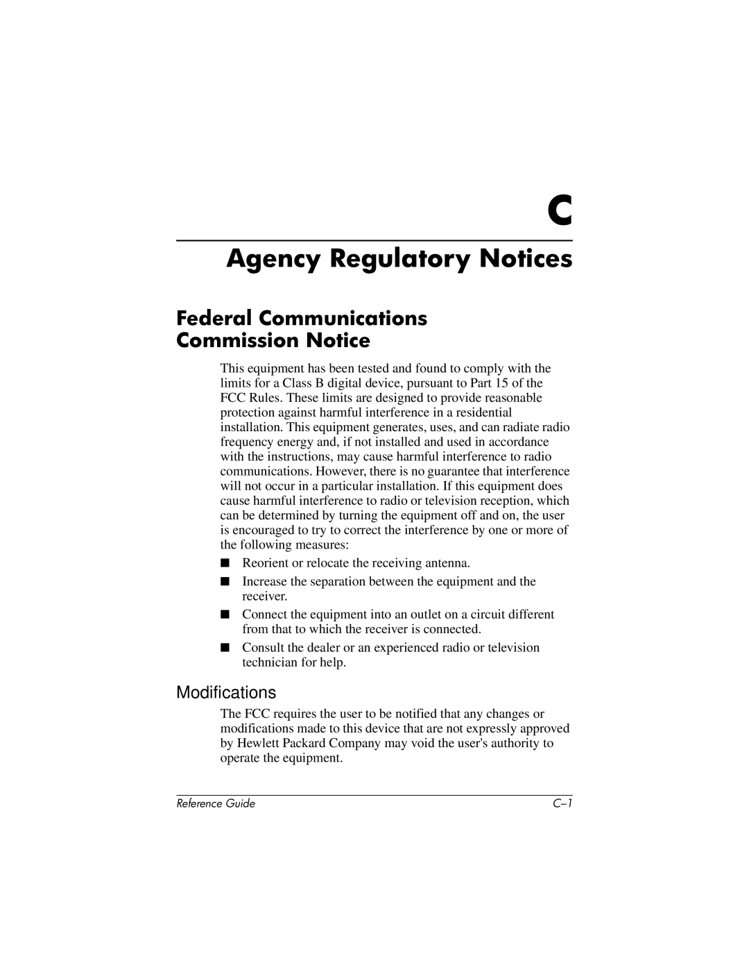 HP mx704 17 inch CRT manual Agency Regulatory Notices, Federal Communications Commission Notice, Modifications 