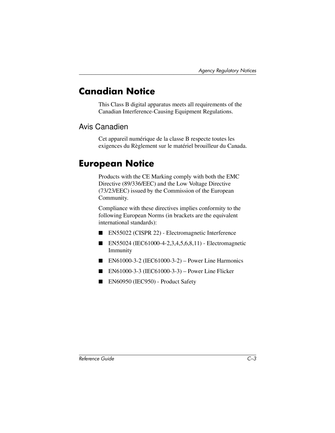 HP mx704 17 inch CRT manual Canadian Notice, European Notice, Avis Canadien 