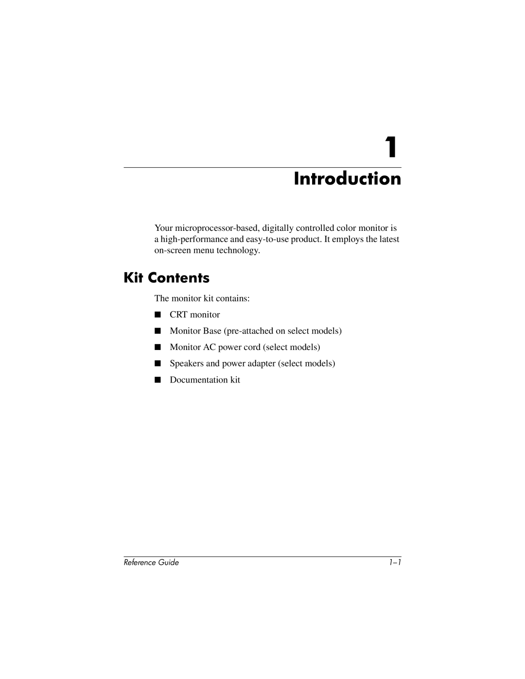 HP mx704 17 inch CRT manual Introduction, Kit Contents 