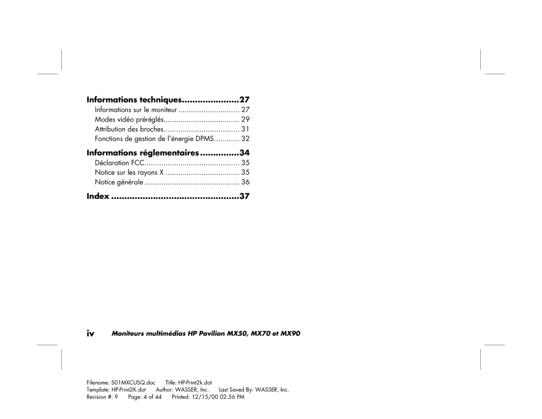 HP mx90 19 inch manual Informations réglementaires 