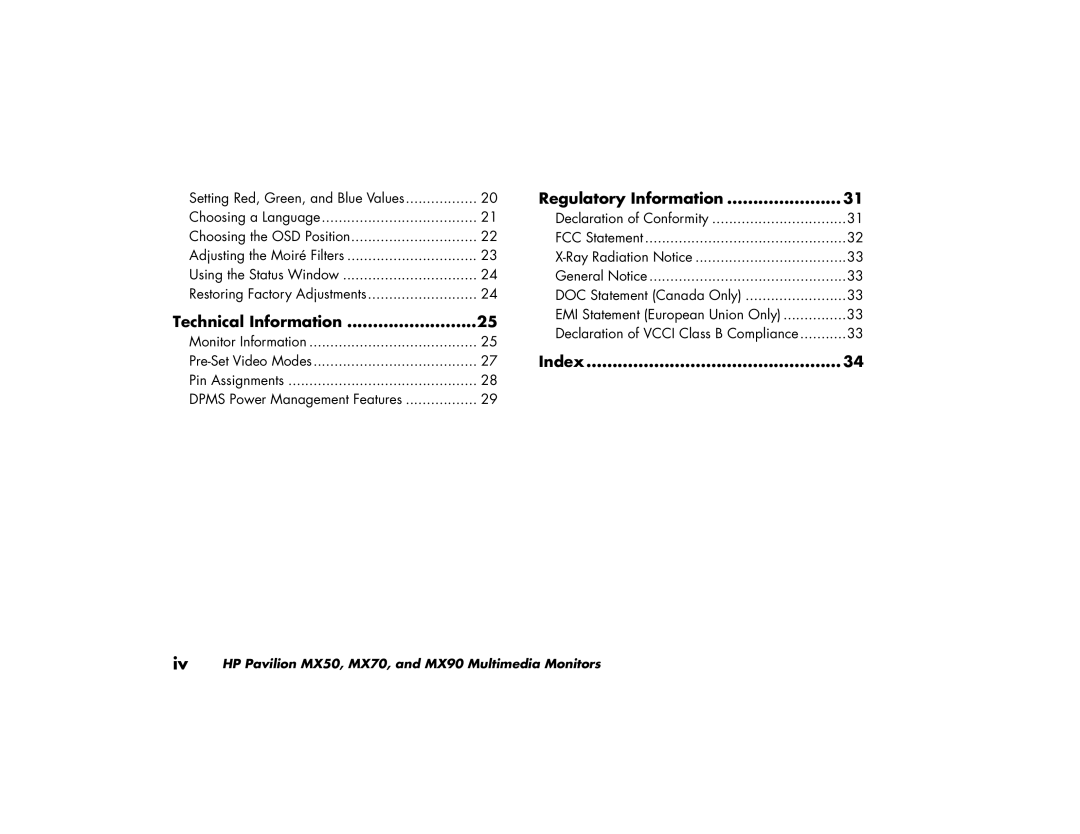 HP MX90, MX70 manual Regulatory Information 