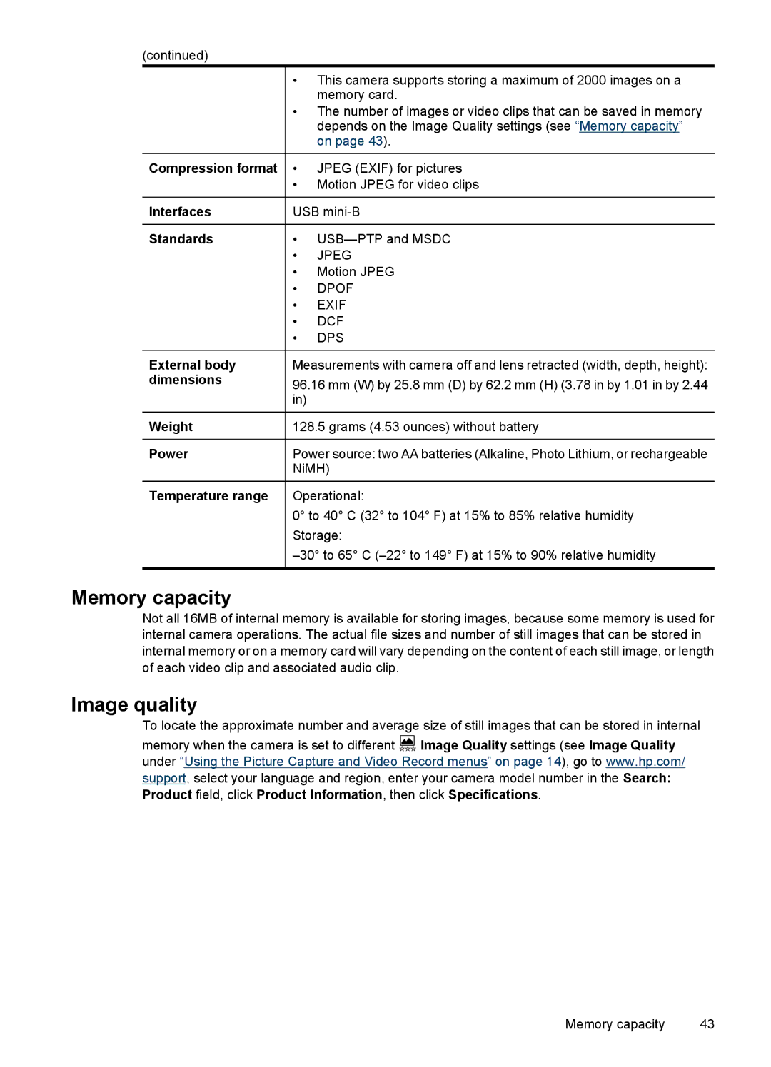 HP Mz67 manual Interfaces, Standards, External body, Dimensions, Weight, Power, Temperature range 