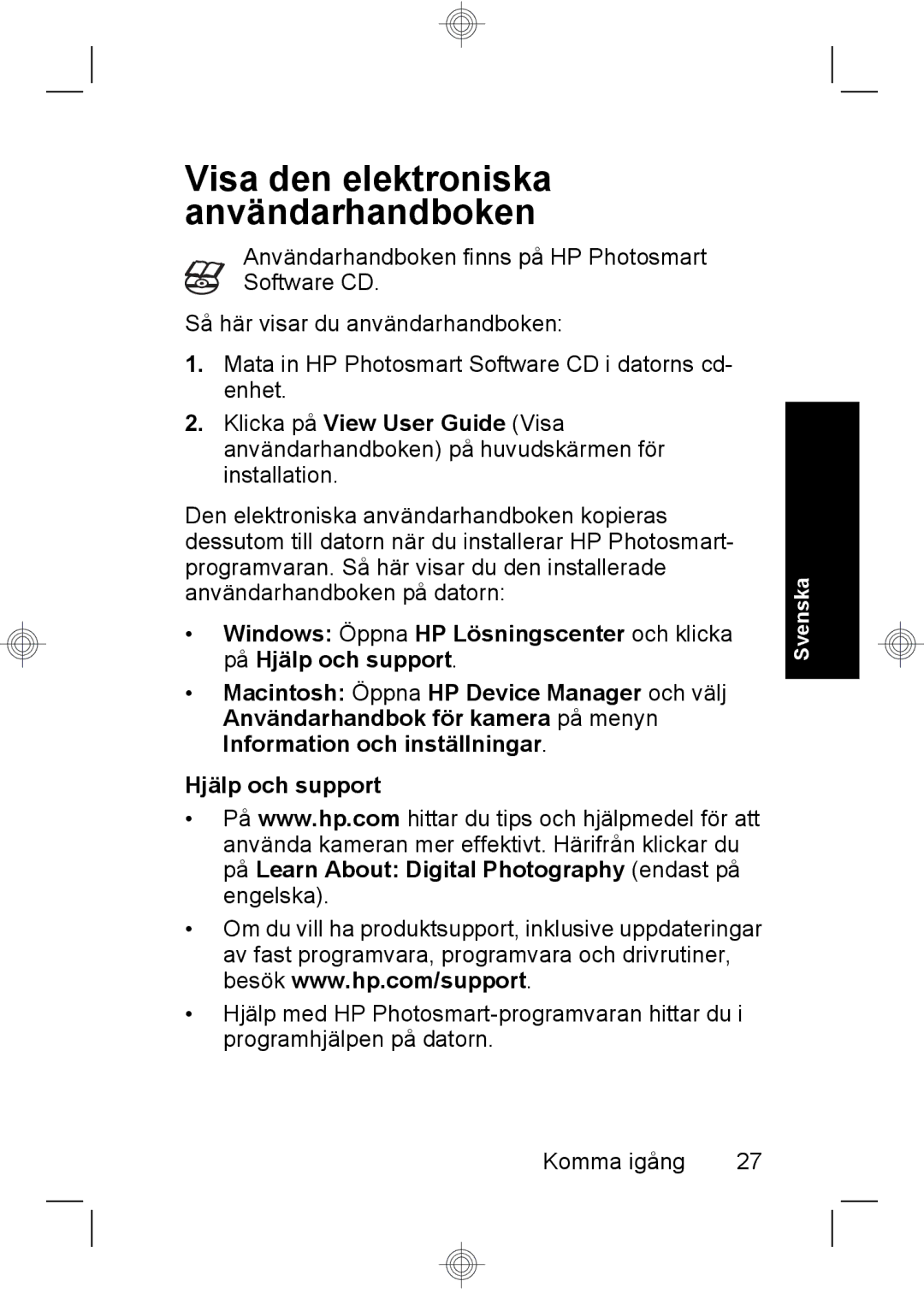 HP Mz67 manual Visa den elektroniska användarhandboken 