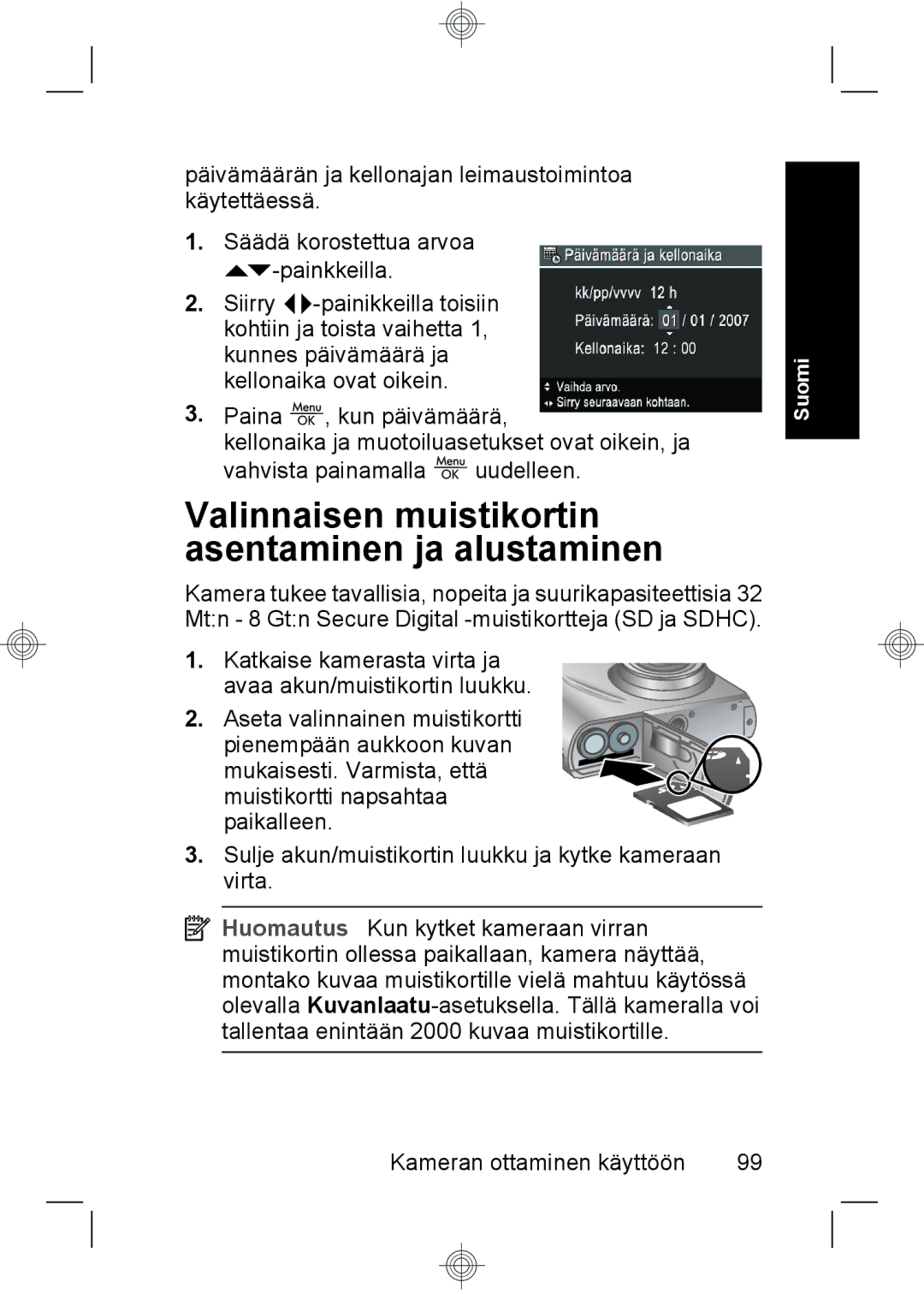 HP Mz67 manual Valinnaisen muistikortin asentaminen ja alustaminen 