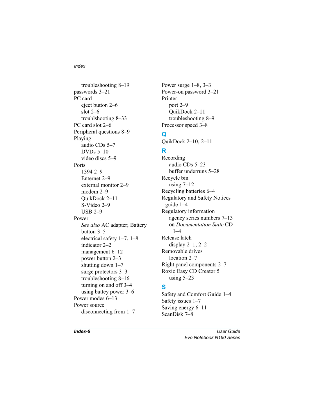 HP n160 manual 3RUWV, 3RZHUPRGHV±, 3URFHVVRUVSHHG±, Jxlgh±, 5HPRYDEOHGULYHV 