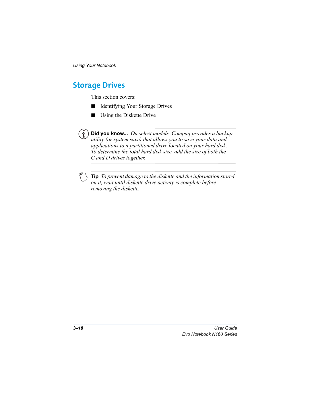 HP n160 manual Storage Drives, Uhprylqjwkhglvnhwwh 