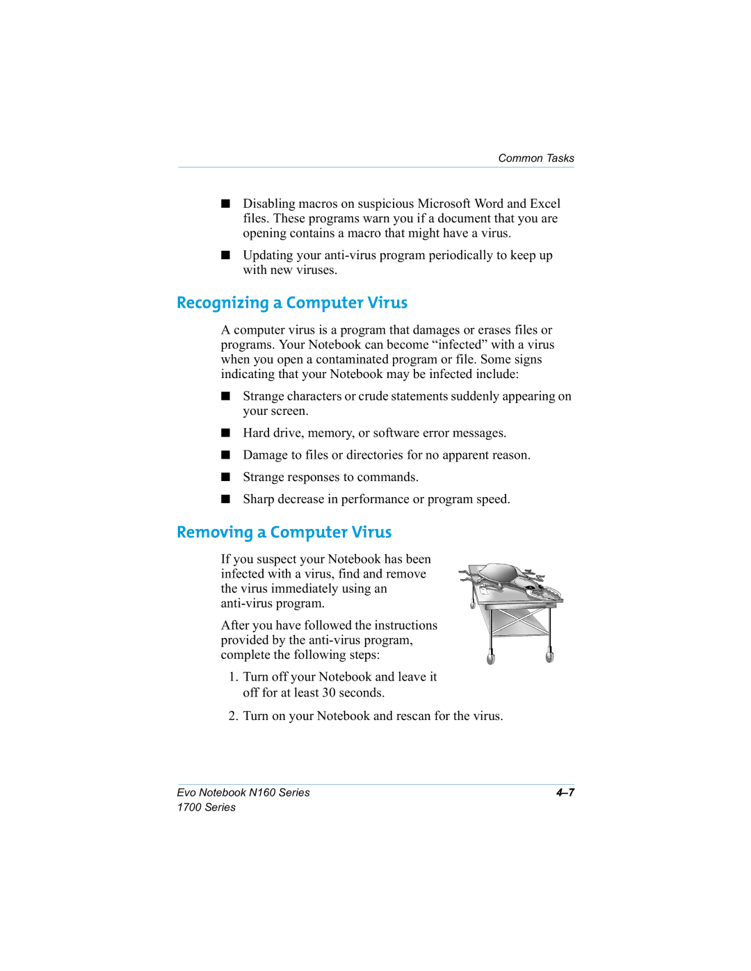 HP n160 manual Recognizing a Computer Virus, Removing a Computer Virus, Zlwkqhzyluxvhv, 6WUDQJHUHVSRQVHVWRFRPPDQGV 