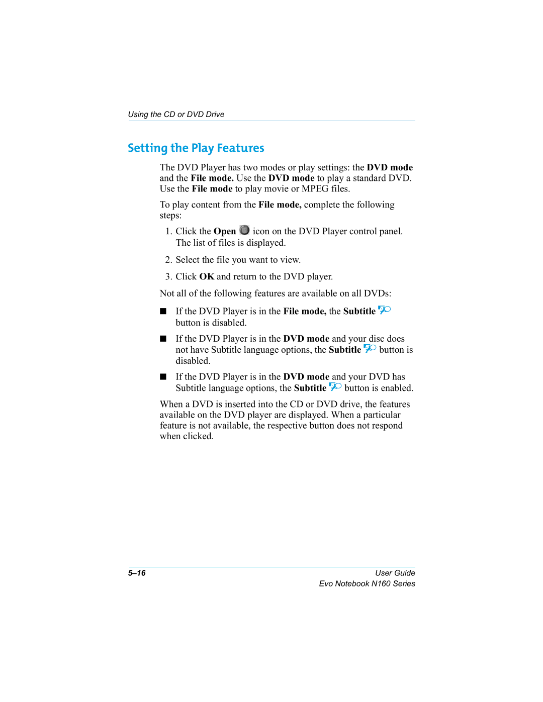 HP n160 Setting the Play Features, 6HOHFWWKHILOH\RXZDQWWRYLHZ OLFN2.DQGUHWXUQWRWKH9SOD\HU, Exwwrqlvglvdeohg, Glvdeohg 