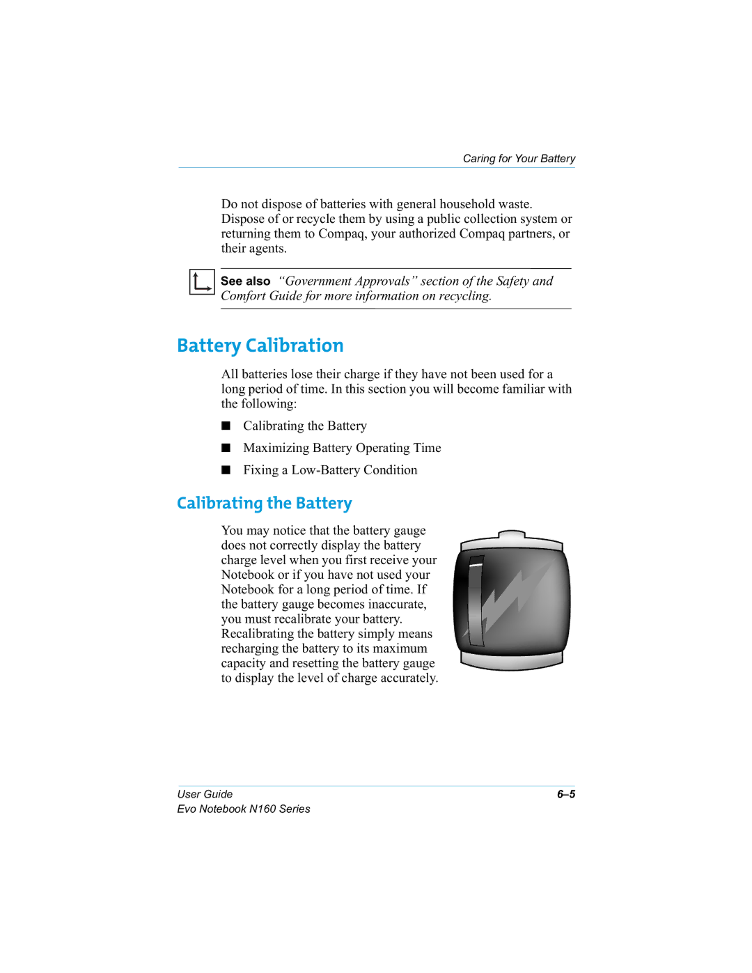 HP n160 manual Battery Calibration, Calibrating the Battery, Wkhludjhqwv 