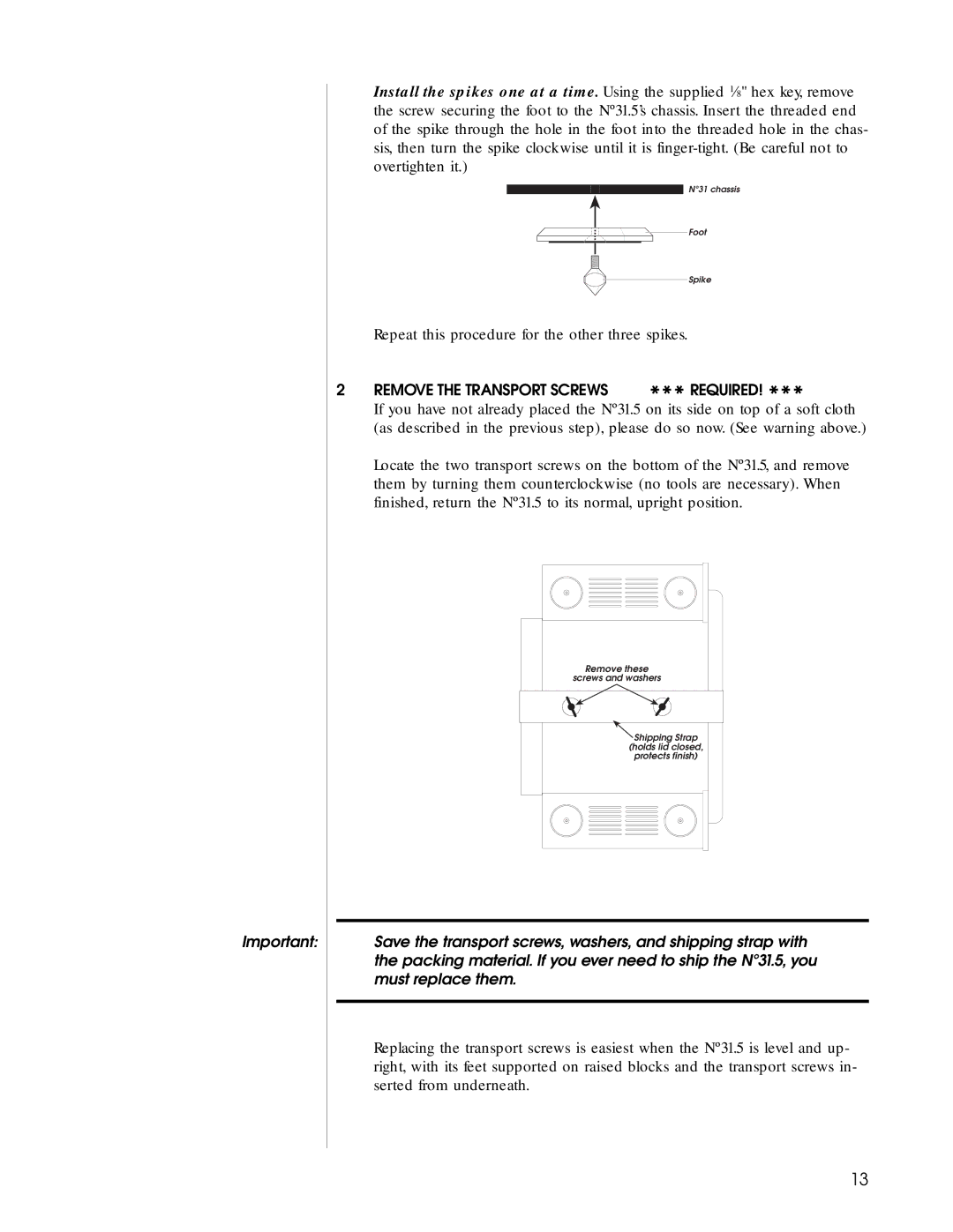 HP N31.5 manual Repeat this procedure for the other three spikes 