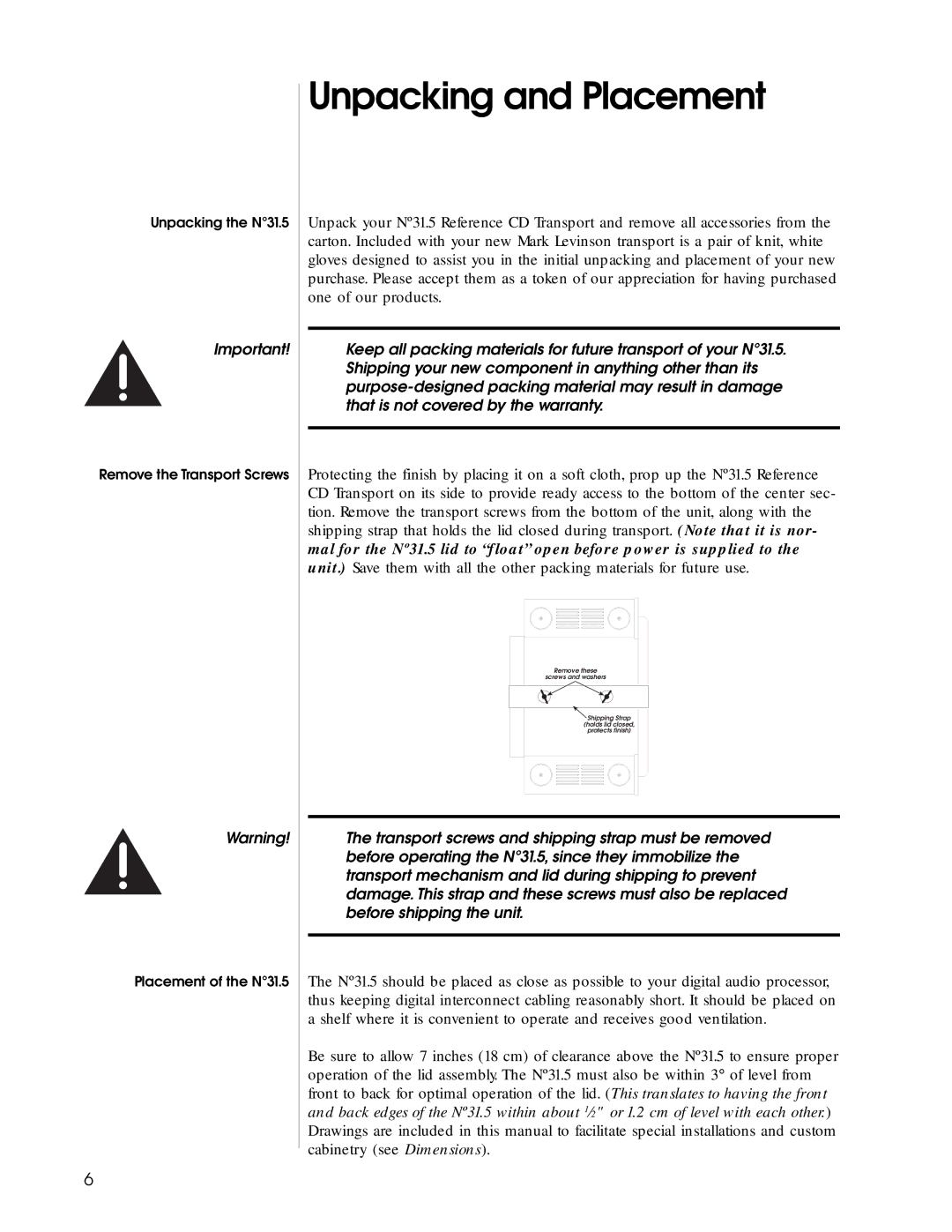 HP N31.5 manual Unpacking and Placement 