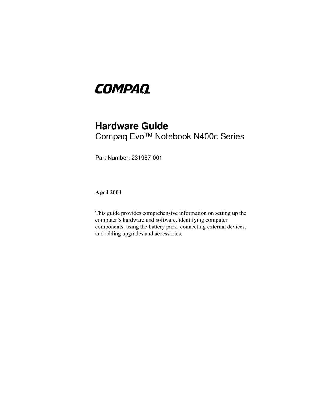 HP n400c manual Hardware Guide 