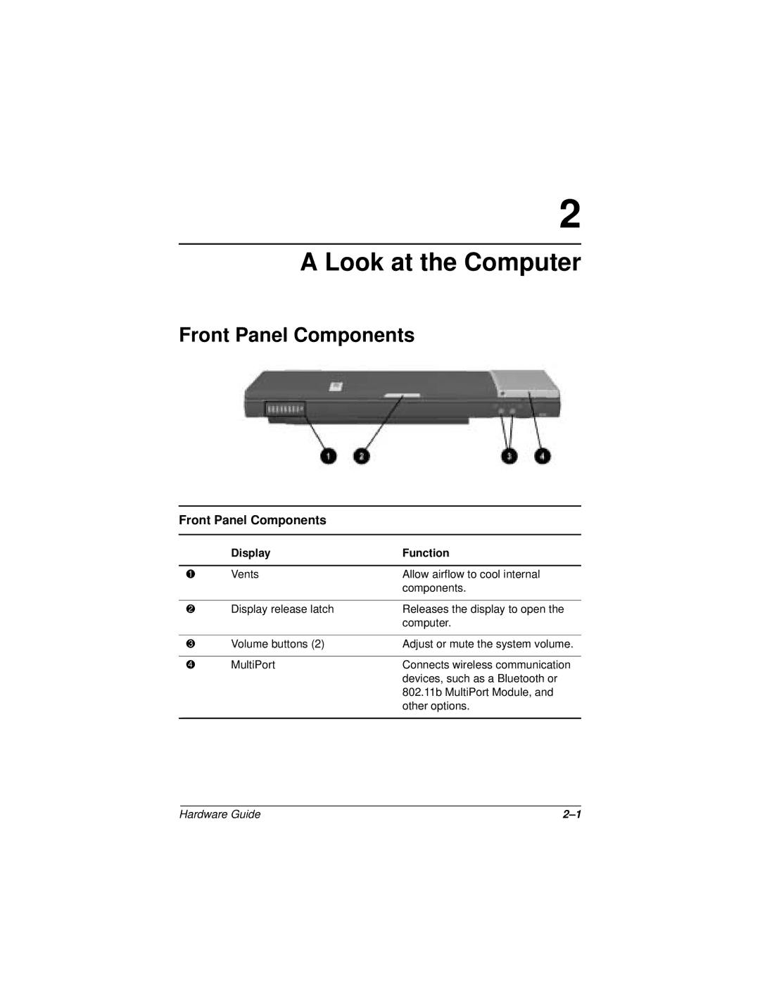 HP n400c manual Look at the Computer, Front Panel Components 