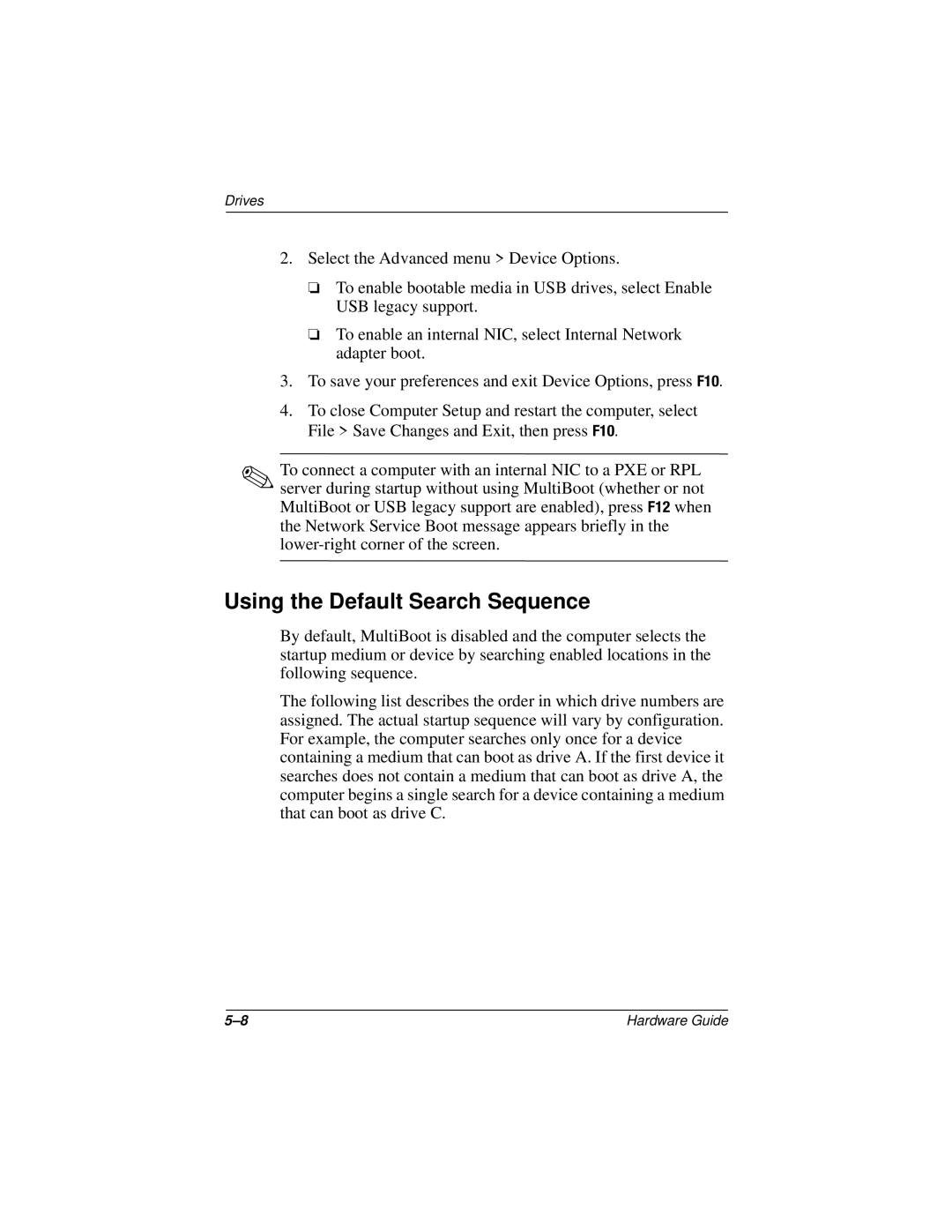 HP n400c manual Using the Default Search Sequence 