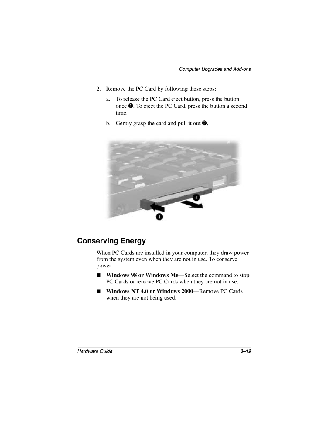 HP n400c manual Conserving Energy 