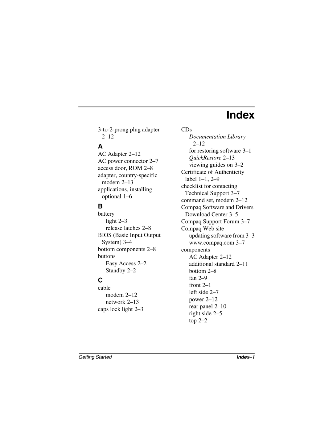 HP n410c manual Index 