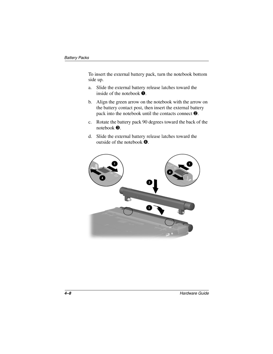 HP n410c manual Battery Packs 