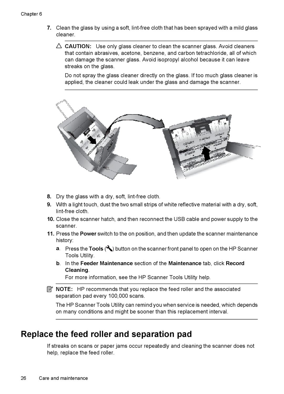 HP N7000 Document manual Replace the feed roller and separation pad 