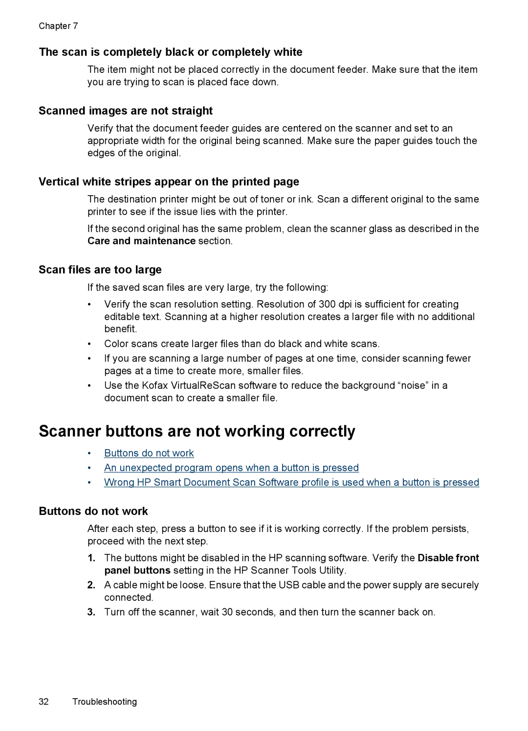 HP N7000 Document manual Scanner buttons are not working correctly 