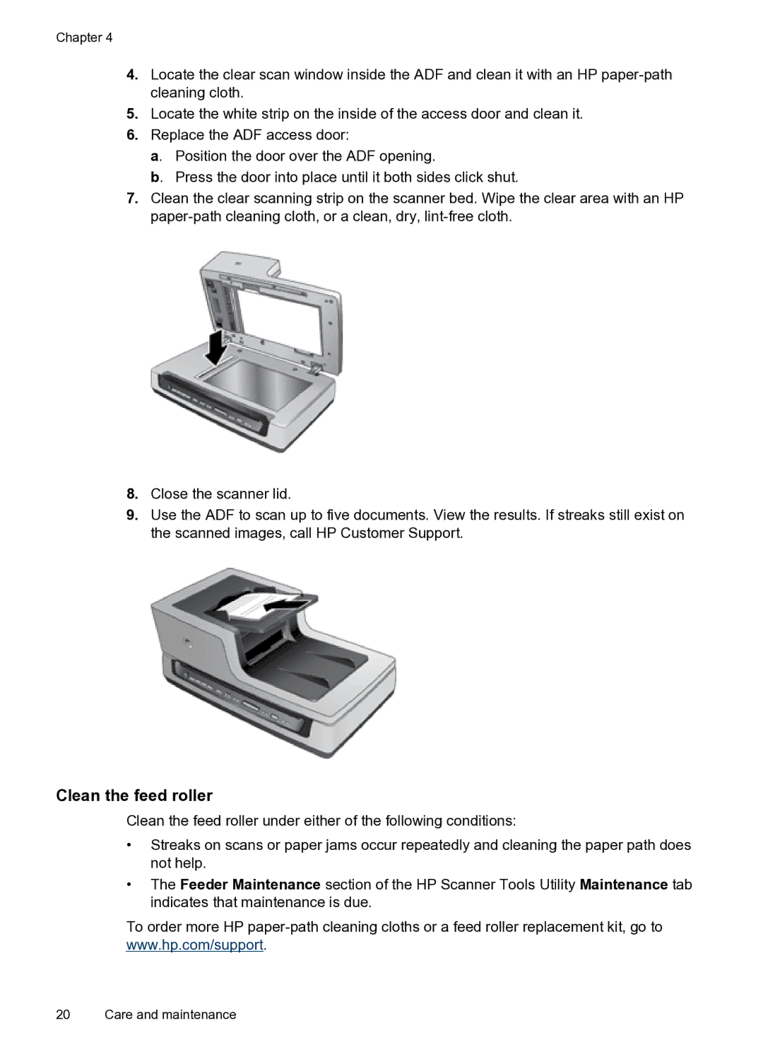 HP N8400 manual Clean the feed roller 