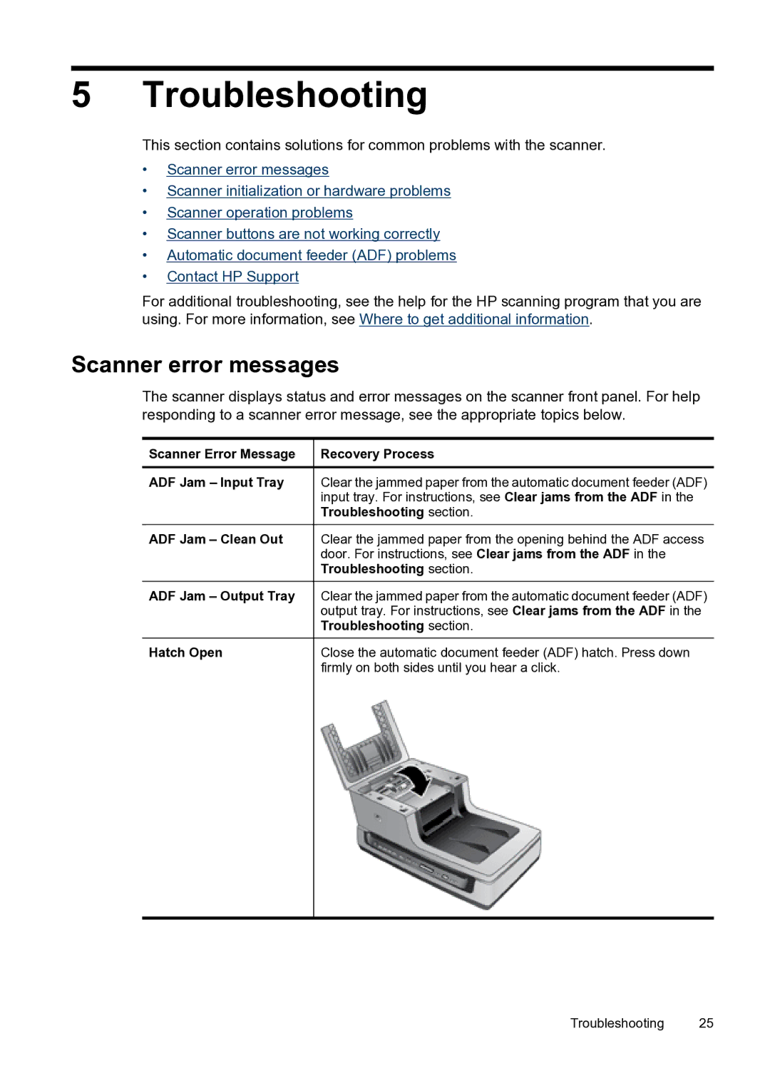 HP N8400 manual Troubleshooting, Scanner error messages 