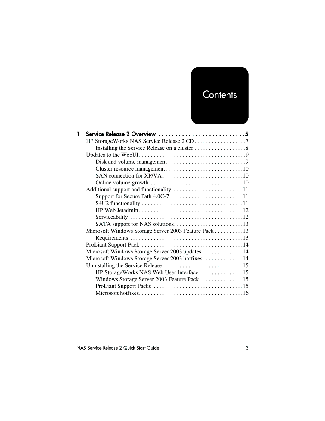 HP NAS 1200s, NAS 2000s manual Contents 