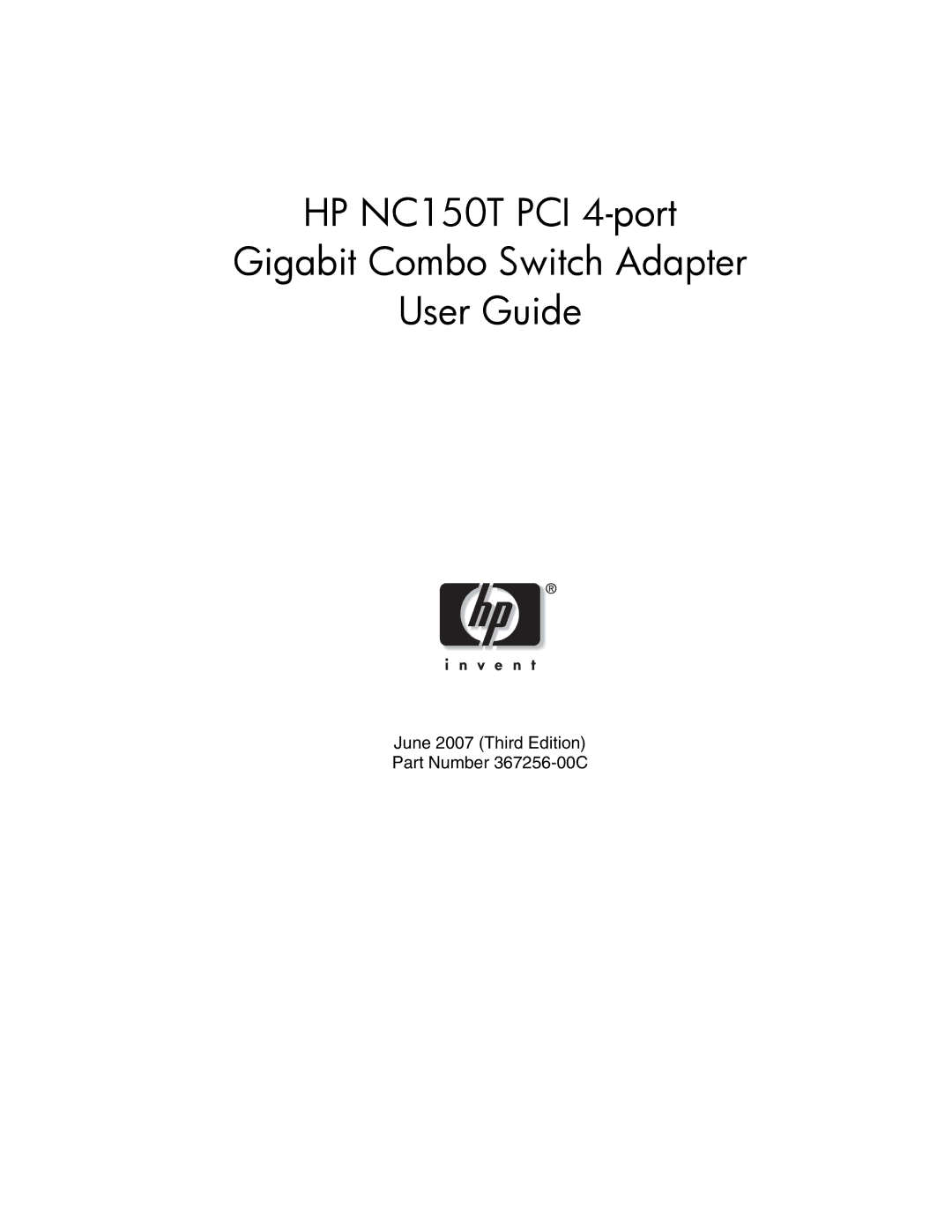 HP manual HP NC150T PCI 4-port Gigabit Combo Switch Adapter User Guide 