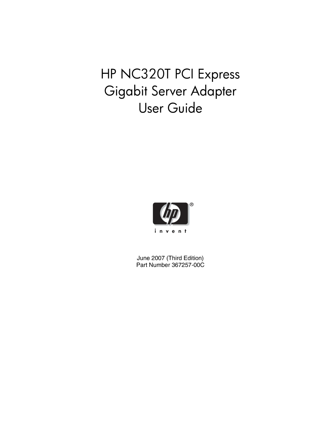 HP manual HP NC320T PCI Express Gigabit Server Adapter User Guide 