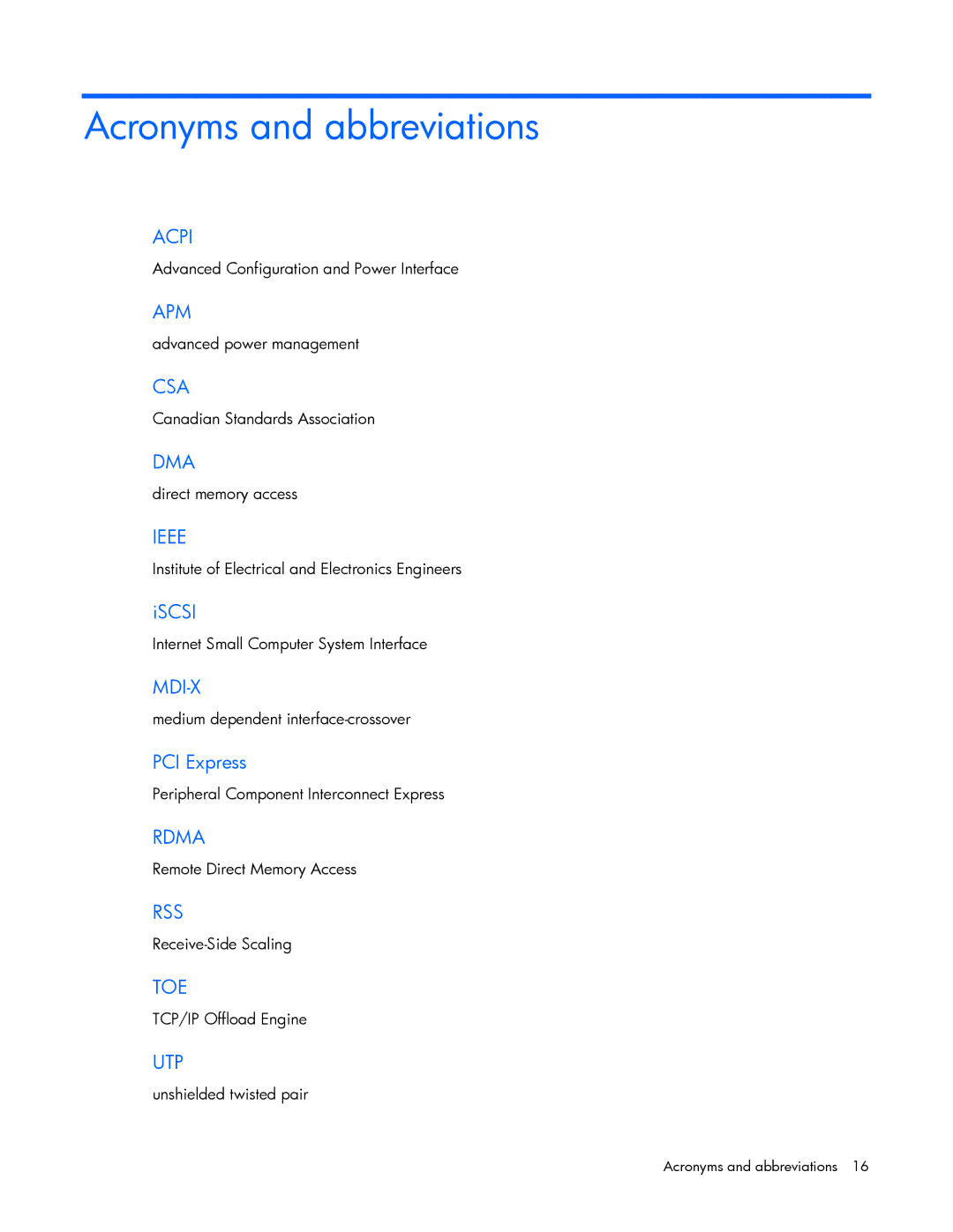 HP NC373F manual Acronyms and abbreviations, Ieee 