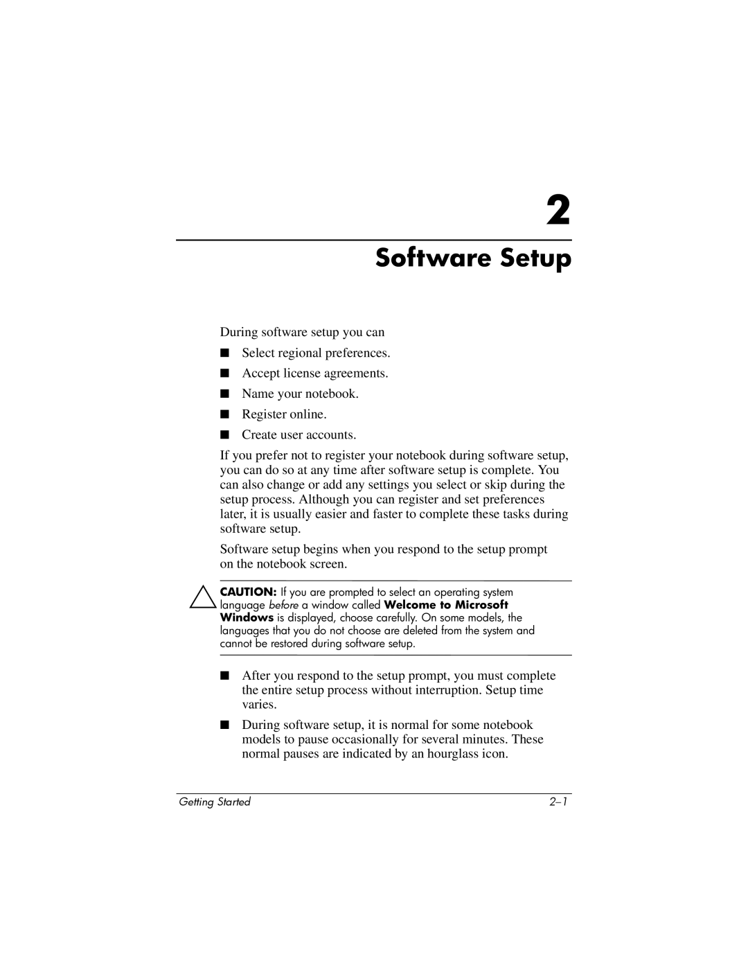 HP NC4200 manual Software Setup 