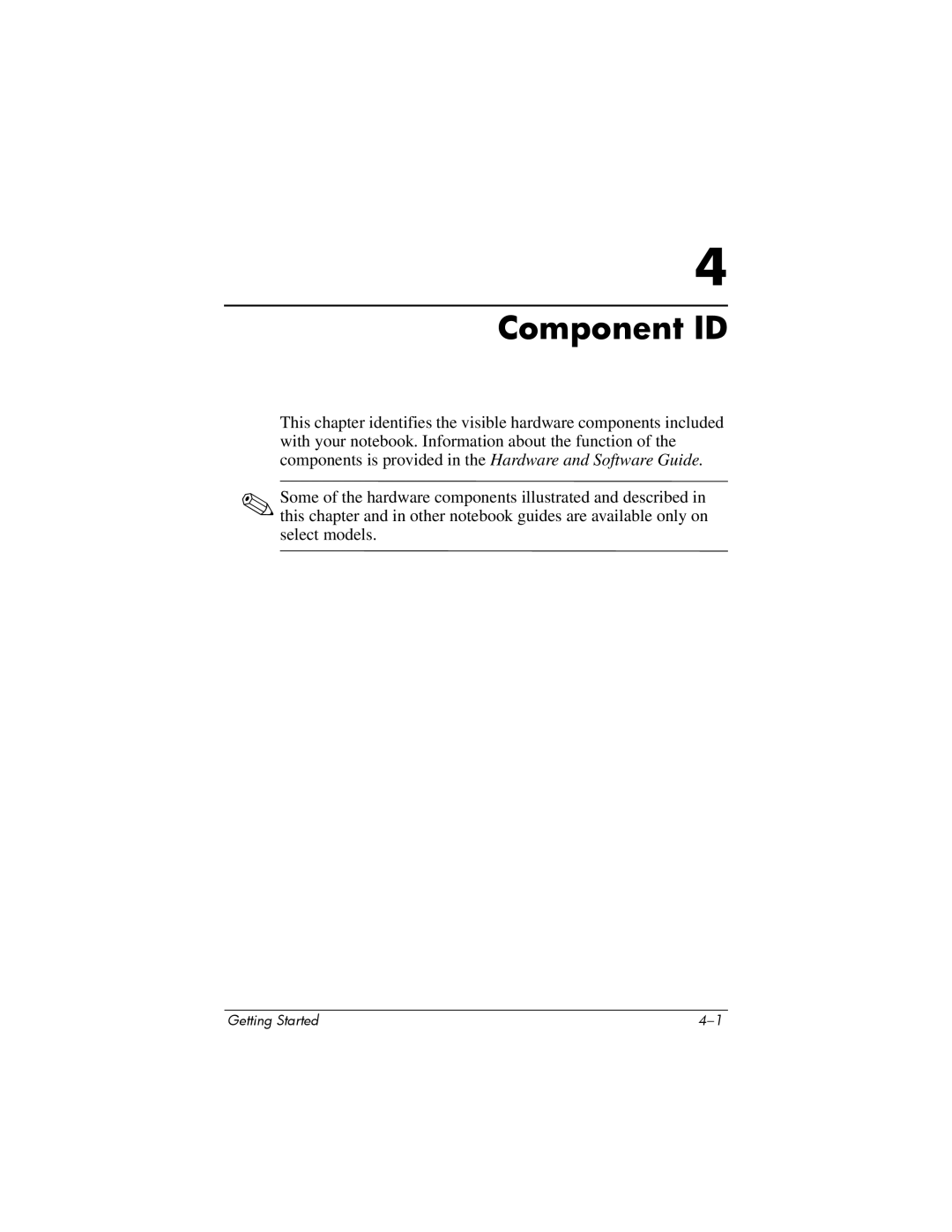 HP NC4200 manual Component ID 