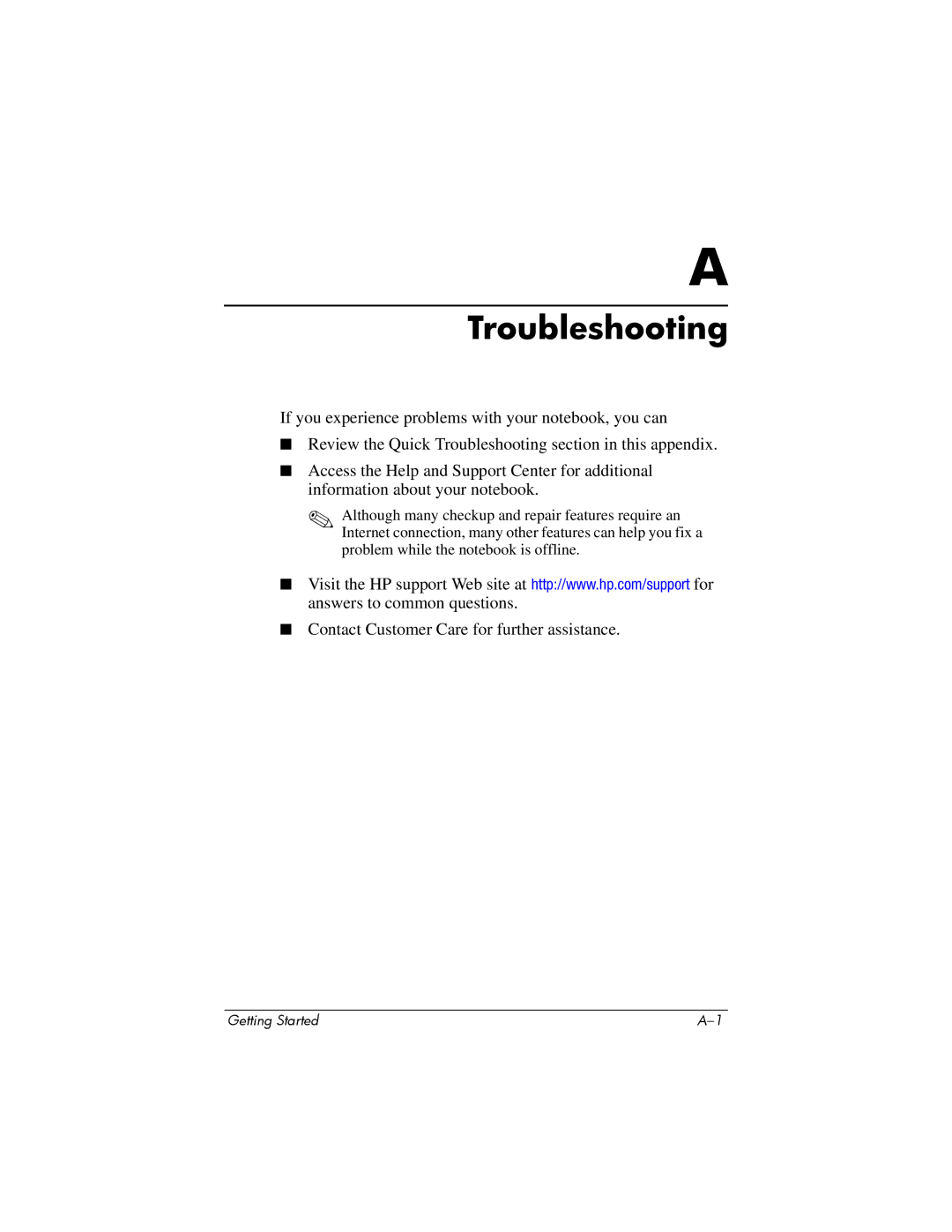 HP NC4200 manual Troubleshooting 