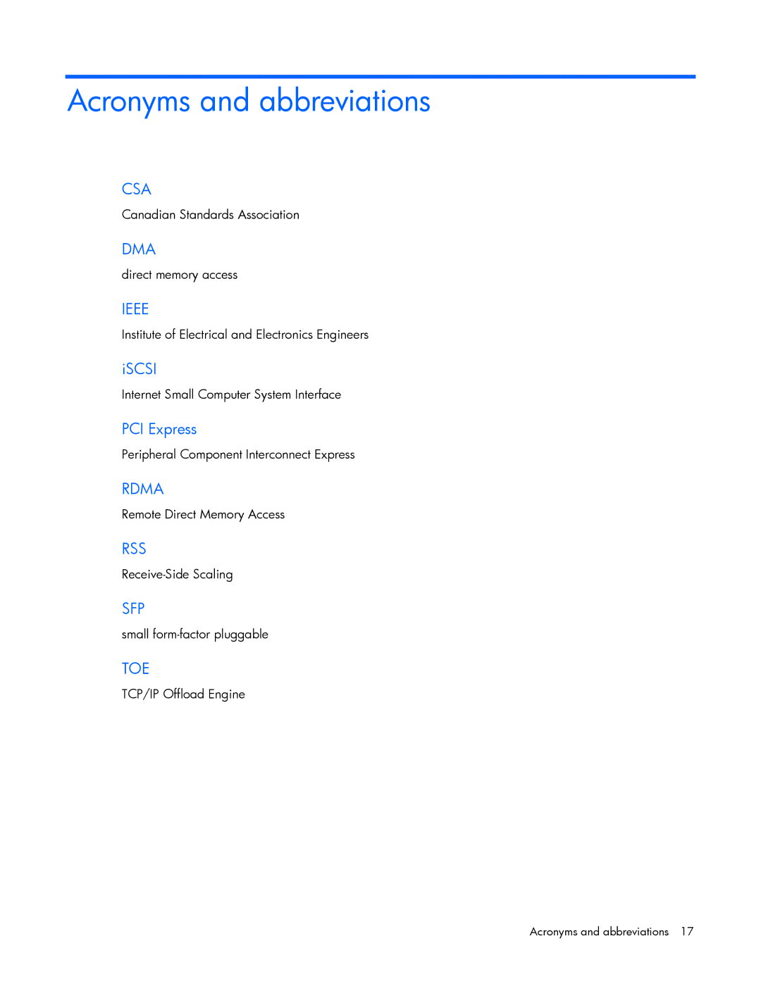 HP NC522SFP manual Acronyms and abbreviations 