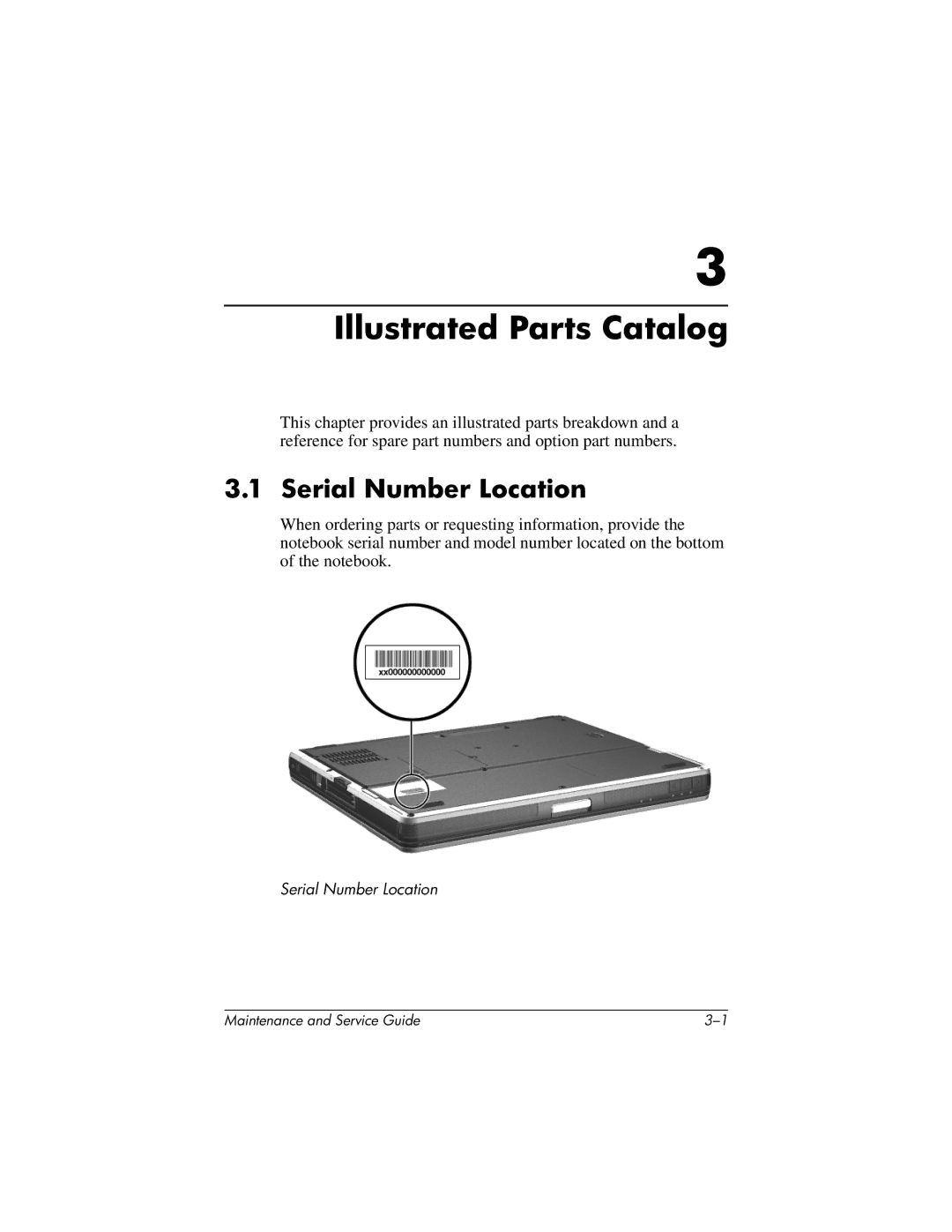 HP nc6000, 335167-003 manual Illustrated Parts Catalog, Serial Number Location 