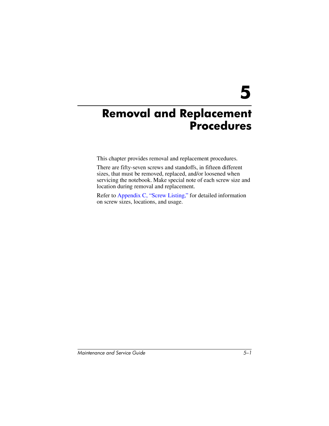 HP nc6000, 335167-003 manual Removal and Replacement Procedures 