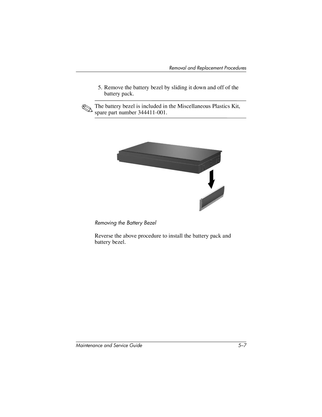 HP nc6000, 335167-003 manual Removing the Battery Bezel 