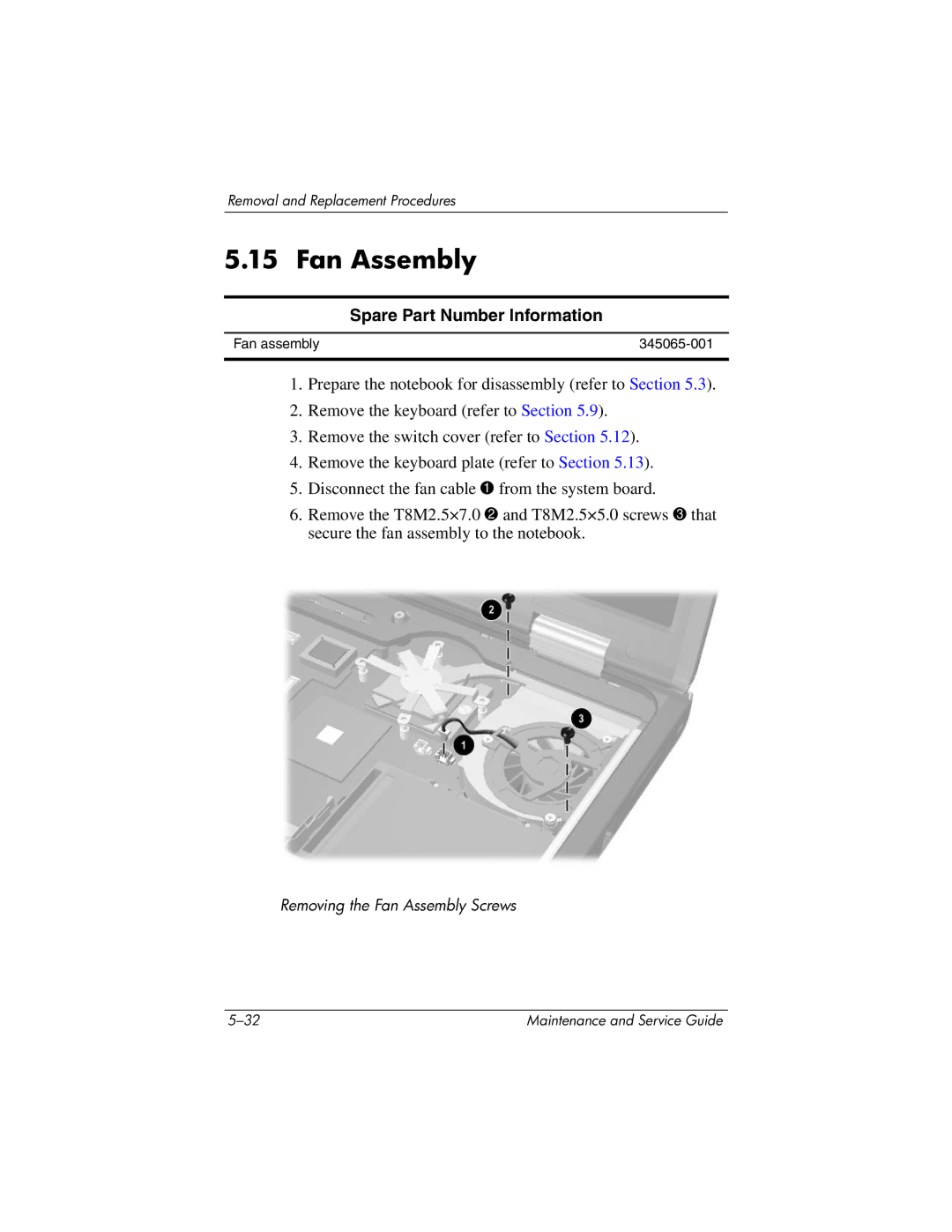 HP nc6000 manual Fan Assembly 