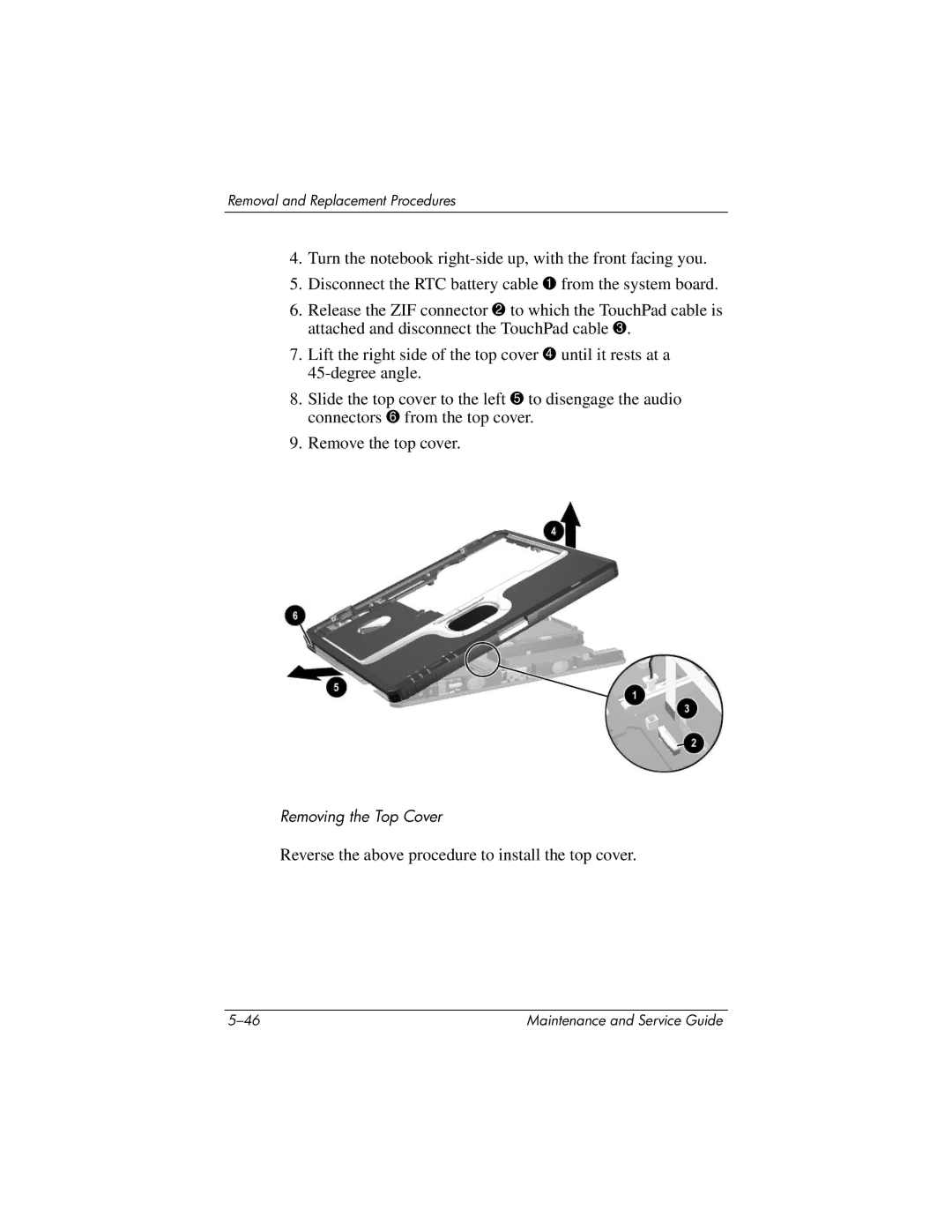 HP nc6000 manual Reverse the above procedure to install the top cover 