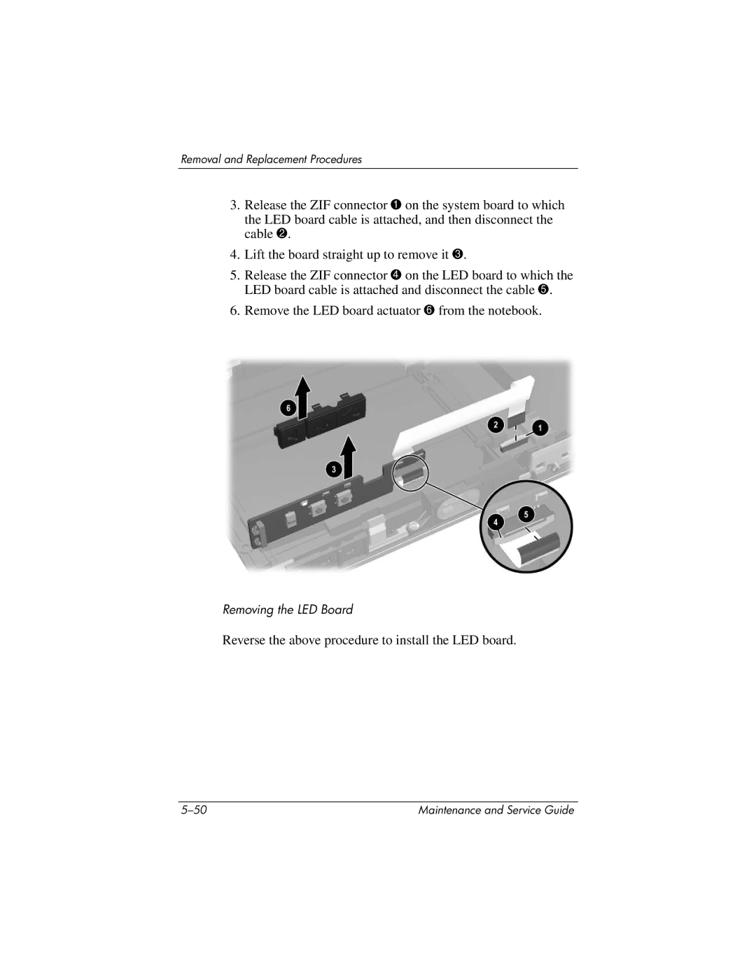 HP nc6000 manual Reverse the above procedure to install the LED board 